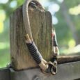Aubreys x Lutchfords collaboration paracord collar and BioThane lead in beige, navy and olive with antique brass hardware.